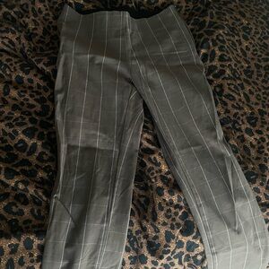 Gray lined pants with white lines